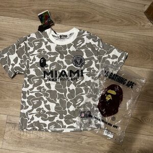 Bape White and Gray Camo Short Sleeve Tee